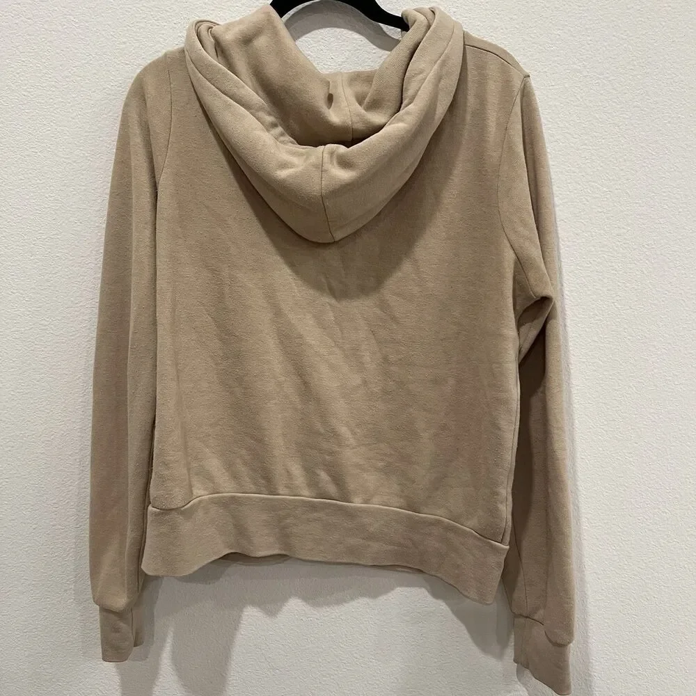 Aviator Nation 5 Stripe Hoodie Sweatshirt Small Full Zip Sand Tan - Picture 8 of 15